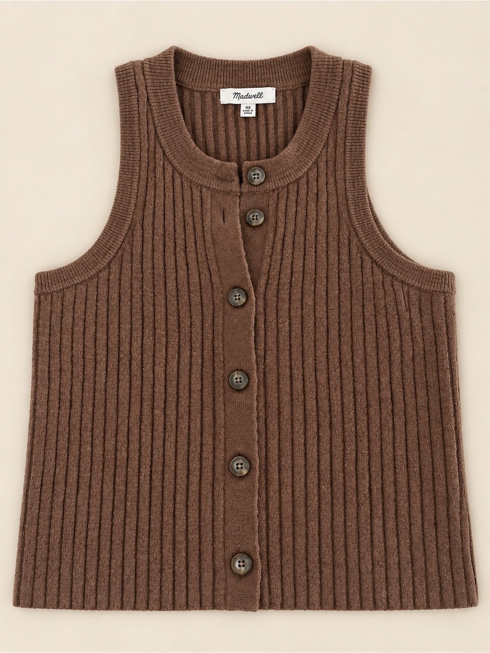 Madewell Kendale Button-Front Crop Sweater Tank XS.
